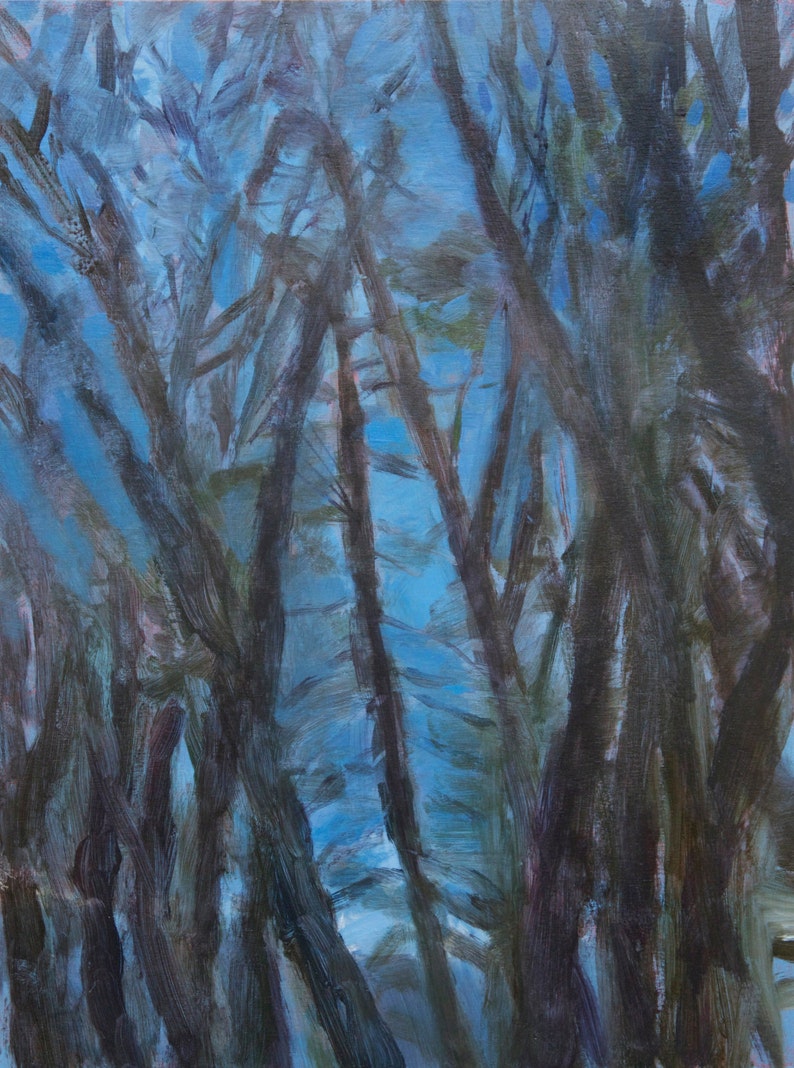 Through Trees to Warners Pond original painting affordable original artwork by Irene Stapleford image 1