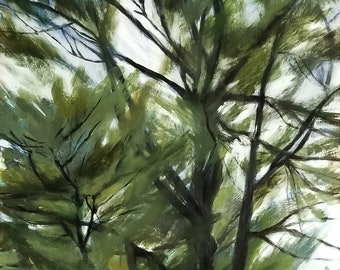 Gentle Summer Pine - original painting, plein air study by Irene Stapleford - wantknot shop