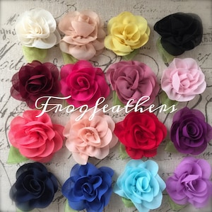 CHIFFON FLOWER with LEAF-2 1/2 size of flower set of 4 image 1