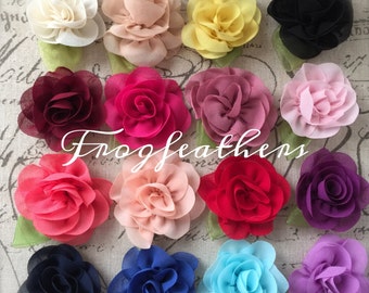 CHIFFON FLOWER with LEAF-2 1/2" (size of flower) set of 4