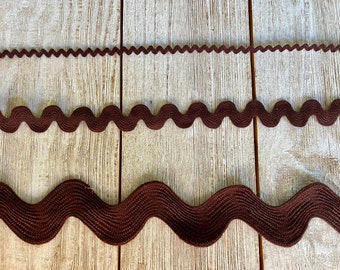 BROWN RIC RAC--3 different sizes--2 yards