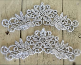 SILVER VENISE Applique set of 2-6" by 2 1/2"