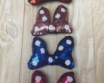 NEW!! Minnie Mouse Inspired Sequin puffy BOWS-4 inches-choose from 4 colors