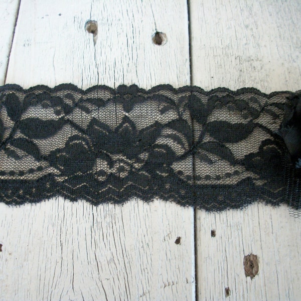 WIDE Stretch Lace BLACK No 399-2 inch -2 yards for 2.99