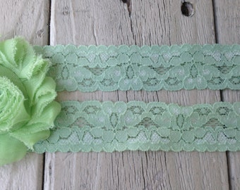 Stretch Lace MINT GREEN-1 inch -5 or 10 yards