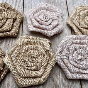 Burlap Rosettes 3 inch-Choice of three Colors-Set of 3 image 2