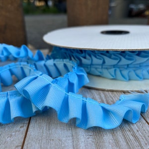 Box Pleated Grosgrain Ribbon LIGHT BLUE -2 yards-7/8 inches