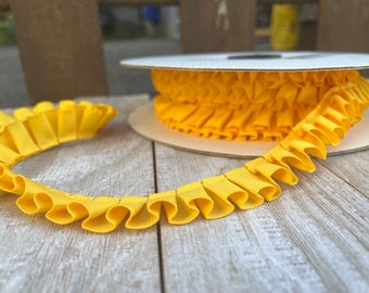 Box Pleated Grosgrain Ribbon CANARY YELLOW -2 yards-7/8 inches