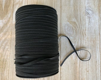 Elastic Poly Knit in BLACK or WHITE 1/4 inch-5 yards