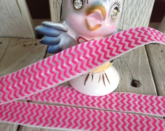 99 CENTS SALE!! ELASTIC-Chevron Print Pink 5/8 inches  5 yards