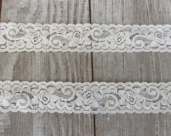 New-IVORY no. 16 STRETCH LACE -1  inch -10 yards