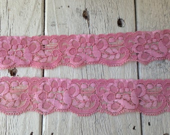Stretch Lace VINTAGE PINK no.9 -1 1//4 inch -5 yards and 10 yards