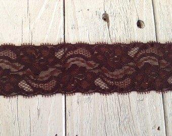 WIDE Stretch Lace DARK BROWN-2 inch -2 yards for 2.99