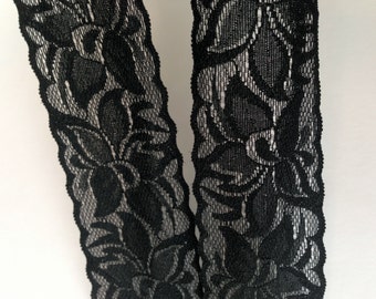 NEW-WIDE Stretch Lace BLACK -2.5 inch-2 yards for 2.99