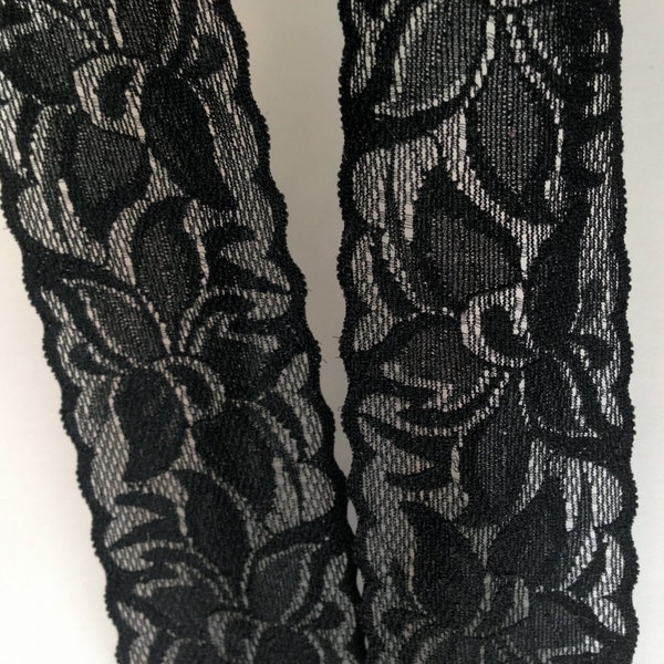 NEW-WIDE Stretch Lace BLACK -2.5 inch-2 yards for 2.99