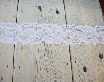 WHITE LARGE FLORAL Stretch Lace Lot-1 1/2 inch -5, 10, 15, and 20 yards