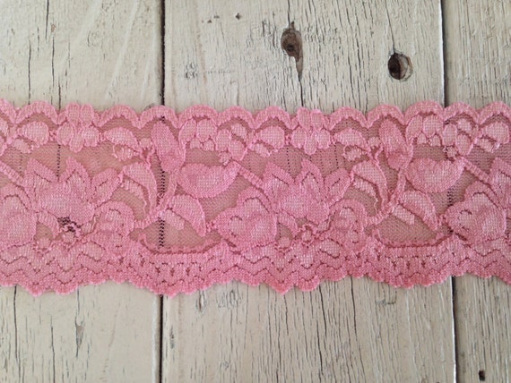 Wide Stretch Lace VINTAGE PINK N0.399 2 Inch 2 Yards and 5 Yards 