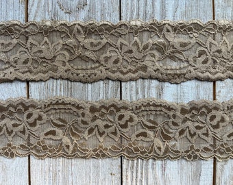 WIDE Stretch Lace LATTE no. 399-2 inch -2 yards and 5 yards