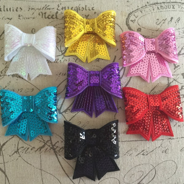 Extra Large Sequin BOWS-3 inches-6 Colors to Choose from-set of three