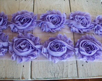 Shabby Chic LAVENDER Rose Trim on Net-2 1/2inch-1/2 yard and 1 yard