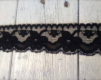 SALE-Stretch Lace-BLACK B44-5 yards 1.5 inches wide