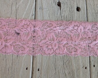 SALE-WIDE Stretch Lace  PINK 440  -2 inch -5 yards for 7.25