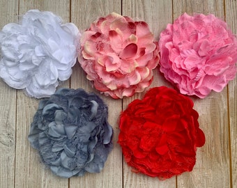 SALE!!--FLOWER Extra Large-PEONIE with Lace-5 1/2 inches