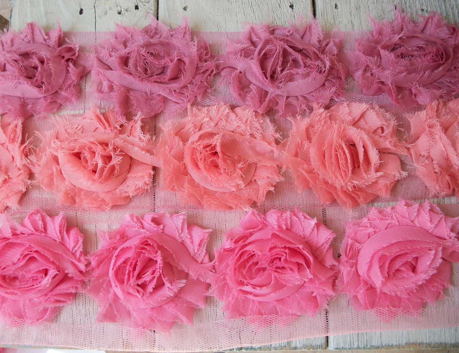 Shabby Chic DUSTY ROSE Flower Trim on Net2 1/2 Inches1/2 Etsy
