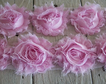 Shabby Chic STRAWBERRY PINK Rose Trim on Net-2 1/2 inch- 1/2 yard and 1 yard