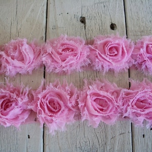 Shabby Chic  PINK Mini Rose Trim on Net-1 1/2 inch-1/2 yard and 1 yard