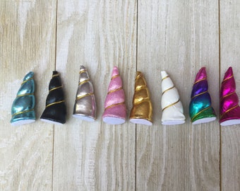 SALE! New color! Baby UNICORN Horns--Individual: hot pink, white, black, blue, rainbow, silver, glitter pink, gold