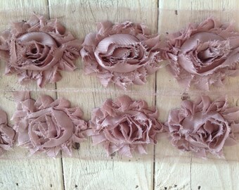 Shabby Chic TAUPE Rose Trim on net-2 1/2 inches-1/2 yard and 1 yard