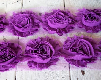 Shabby Chic WILD GRAPE Rose Trim on Net-2 1/2 inch- 1/2 yard and 1 yard