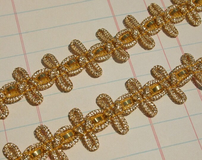 Vintage Christmas Metallic Gold Loop Ribbon Trim - 1 Yard - Sewing ...