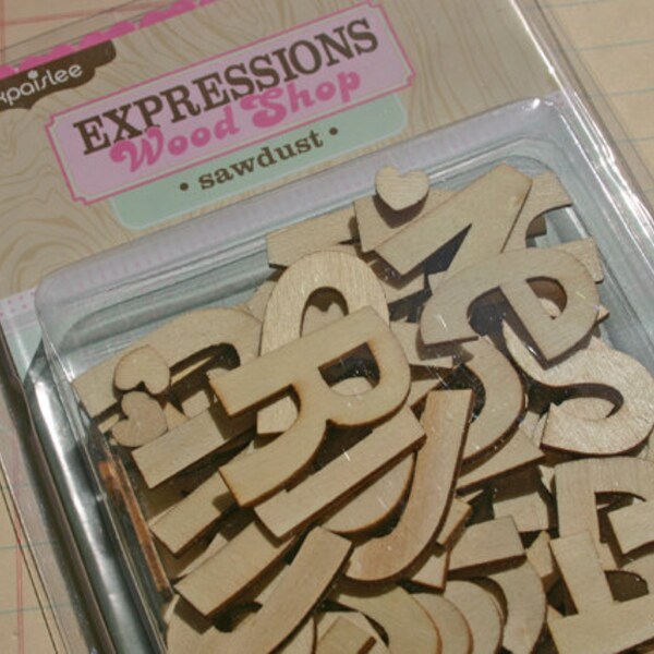 Pink Paislee Sawdust Wood Letter Alphabet - Scrapbook Mixed Media Embellishments