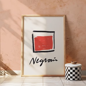 Negroni Print | Cocktail Wall Art | Kitchen Print | Bar Cart Decor | Alcohol Prints | Cocktail Bar Cart Wall Art | Drink Prints