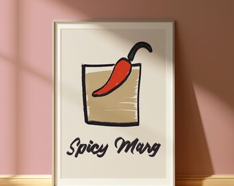 Spicy Marg Print | Cocktail Print | Kitchen Print | Bar Cart Decor | Alcohol Prints | Cocktail Bar Cart Wall Art | Drink Prints | Margarita