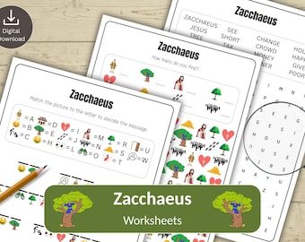 Zacchaeus Puzzle Bundle for Kids | Bible Activity Sheets Worksheets | Sunday School & Homeschool