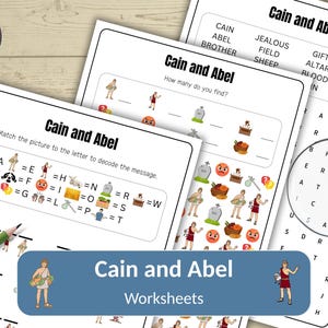 Cain and Abel Worksheets pack of 3 Activitysheet Bundle Bible Activity for Kids Sunday School Homeschool Church Bibleactivity Puzzle Riddle