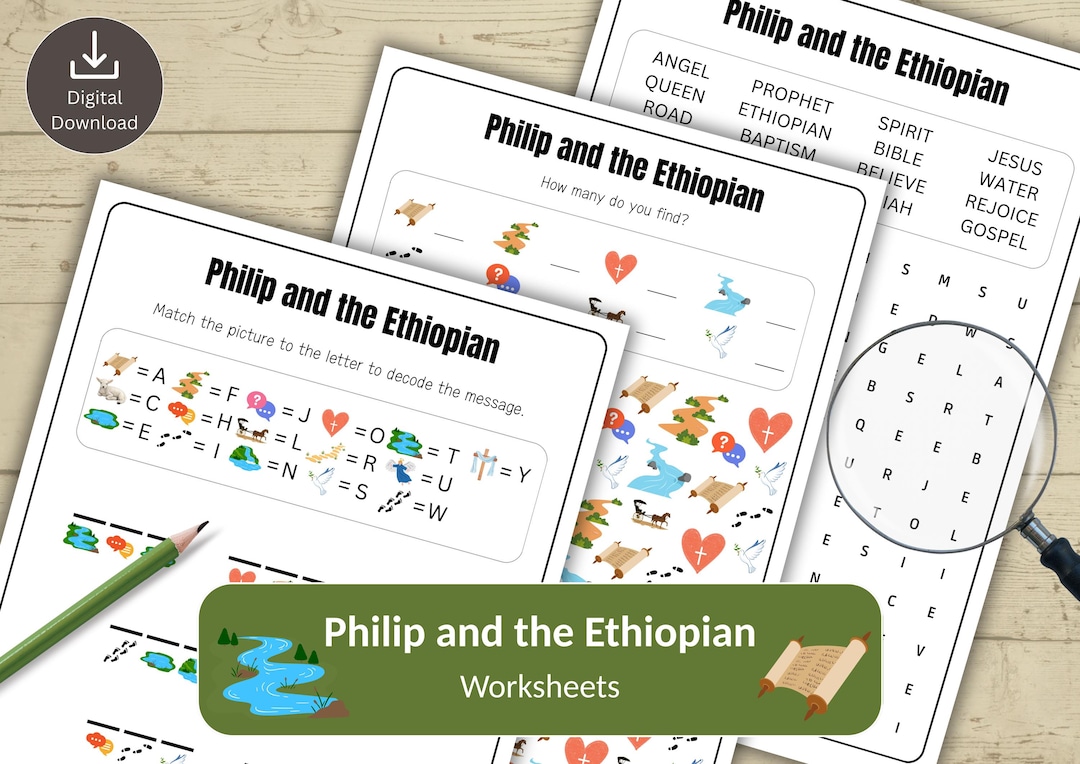 Philip and the Ethiopian Puzzle Bundle for Kids | Bible Activity
