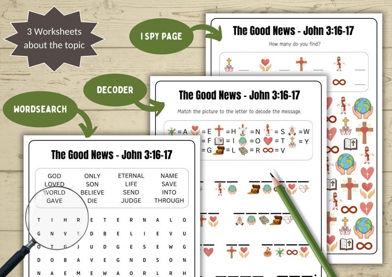 The Good News - John 3:16-17 Puzzle Bundle for Kids | Bible Activity ...