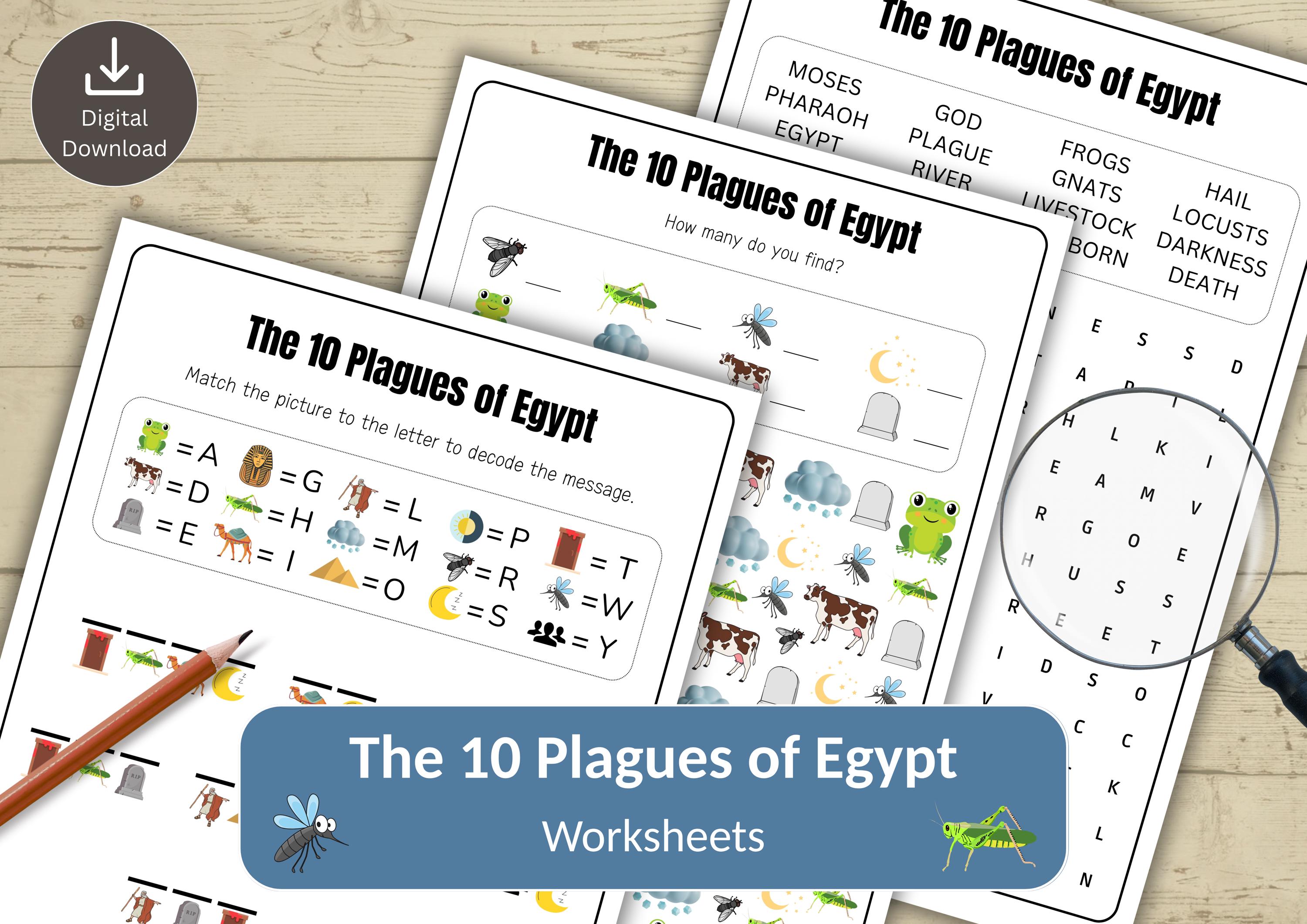 Ten Plagues of Egypt Puzzle Bundle for Kids | Bible Activity Sheets ...