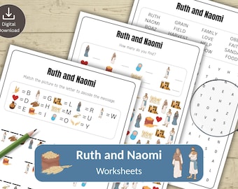 Ruth und Naomi Puzzle Bundle für Kinder | Bibel Aktivität Blätter Arbeitsblätter | Sonntagsschule & Homeschool