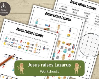 Jesus raises Lazarus Puzzle Bundle for Kids | Bible Activity Worksheets | Sunday School & Homeschool