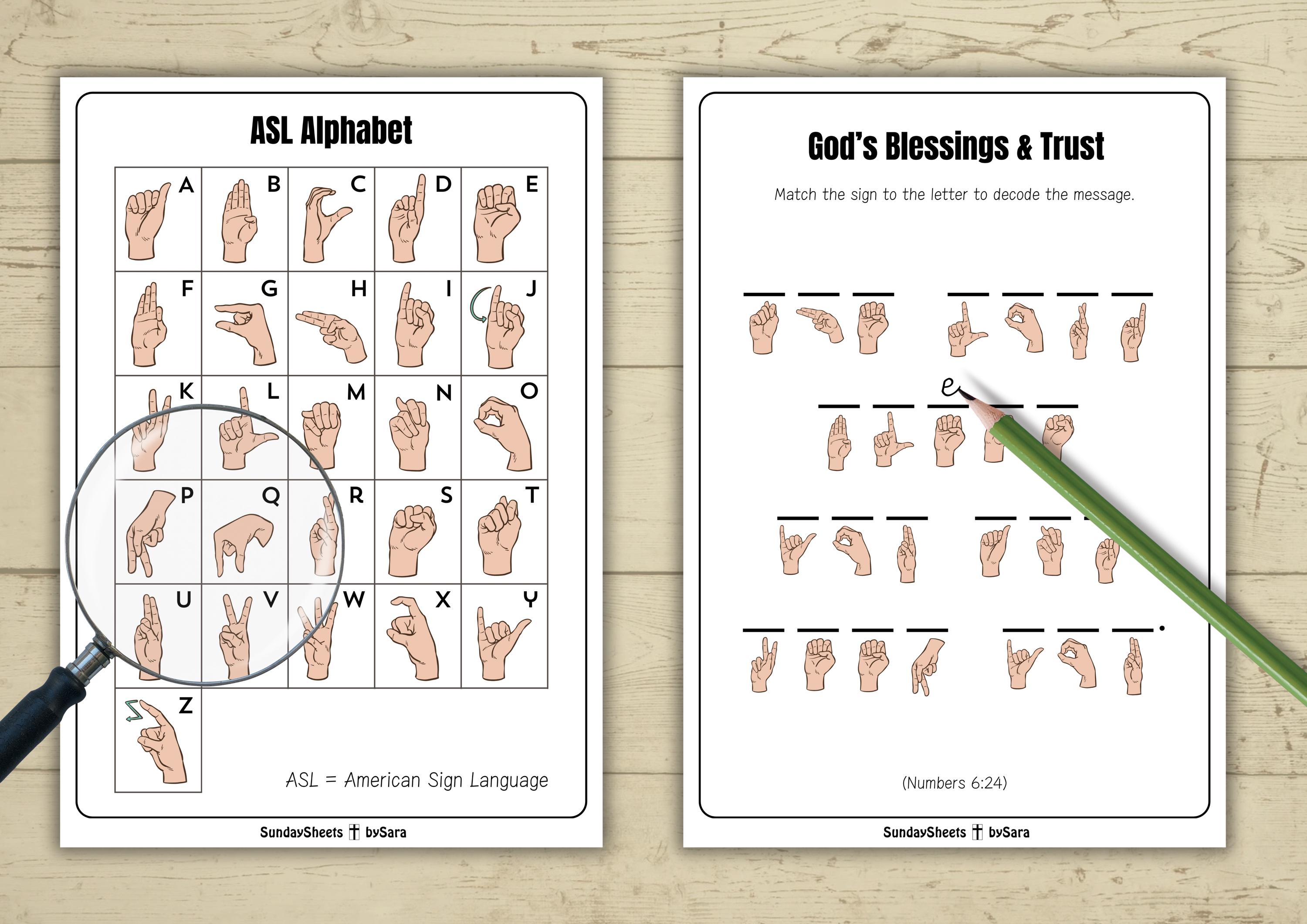 ASL Bible Decoder Puzzles for Kids | Christian Printable Activity ...