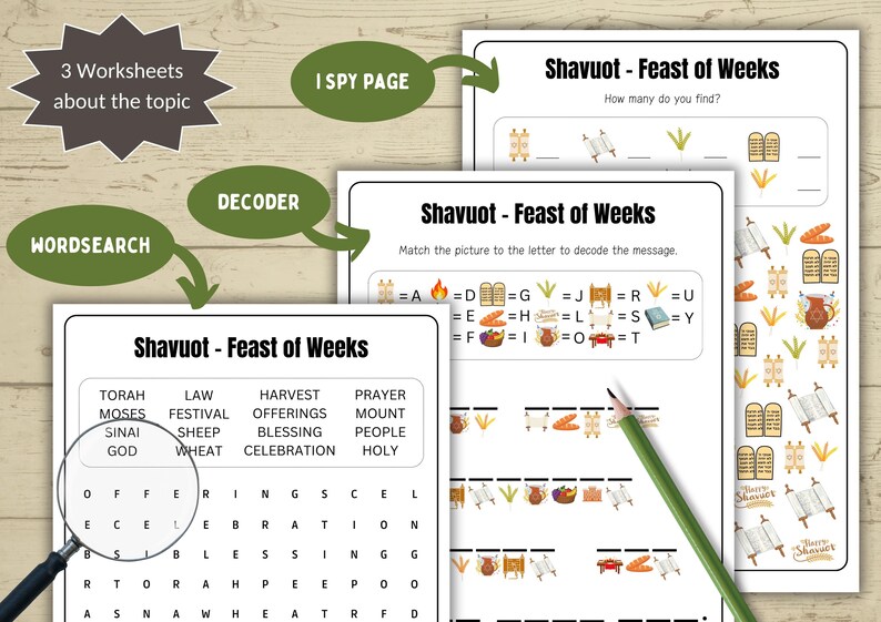 Shavuot - Feast of Weeks Puzzle Bundle for Kids | Bible Activity Sheets ...