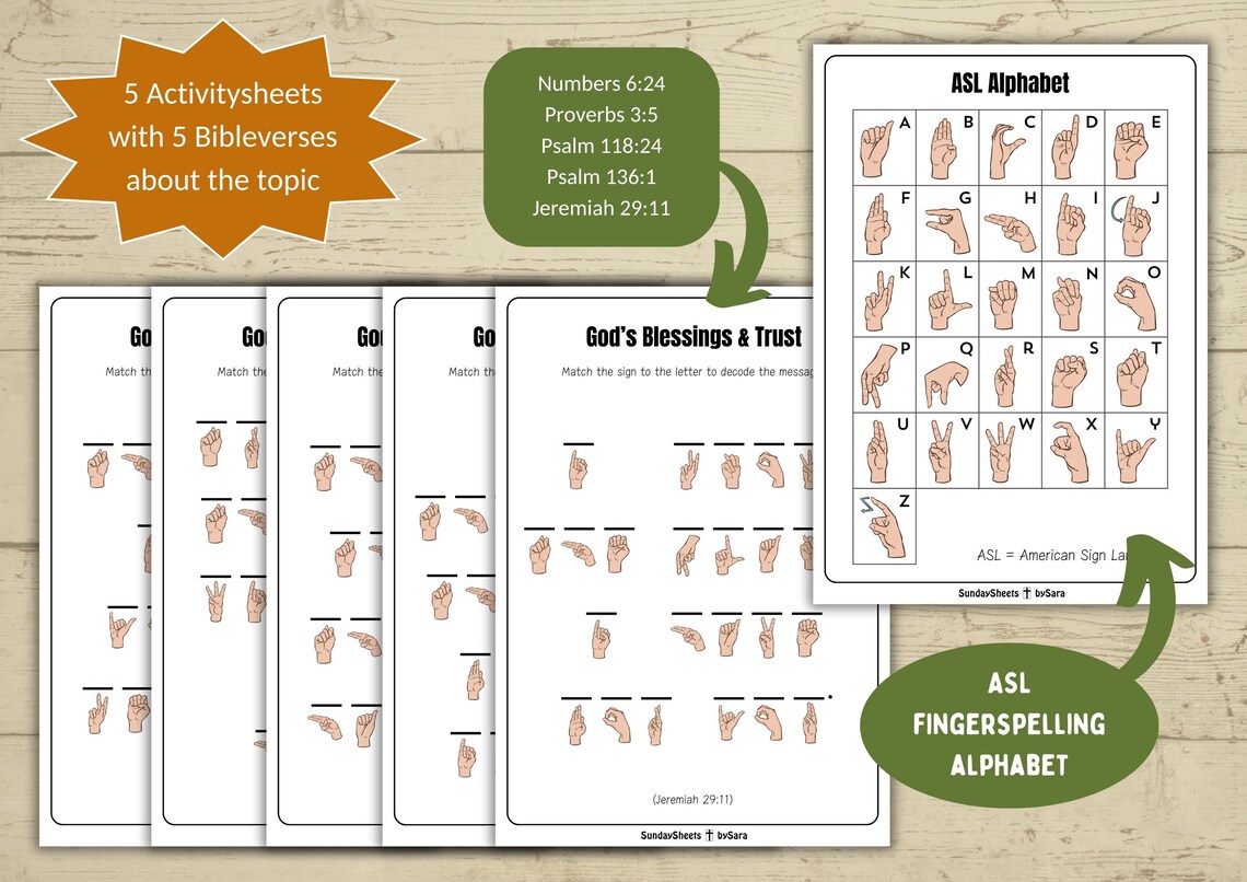 ASL Bible Decoder Puzzles for Kids | Christian Printable Activity ...