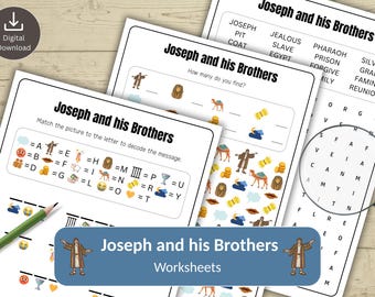 Joseph and his Brothers Puzzle Bundle for Kids | Bible Activity Sheets Worksheets | Sunday School & Homeschool
