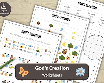 God's Creation Puzzle Bundle for Kids | Bible Activity Sheets Worksheets | Sunday School & Homeschool