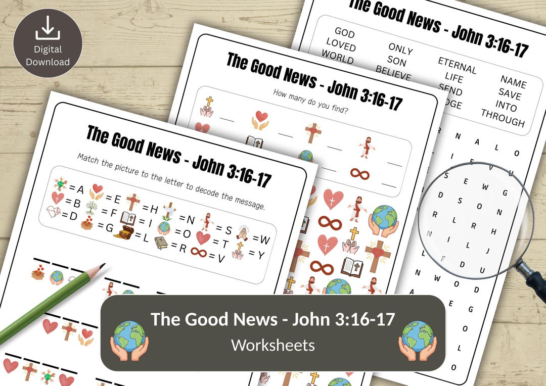 The Good News - John 3:16-17 Puzzle Bundle for Kids | Bible Activity ...